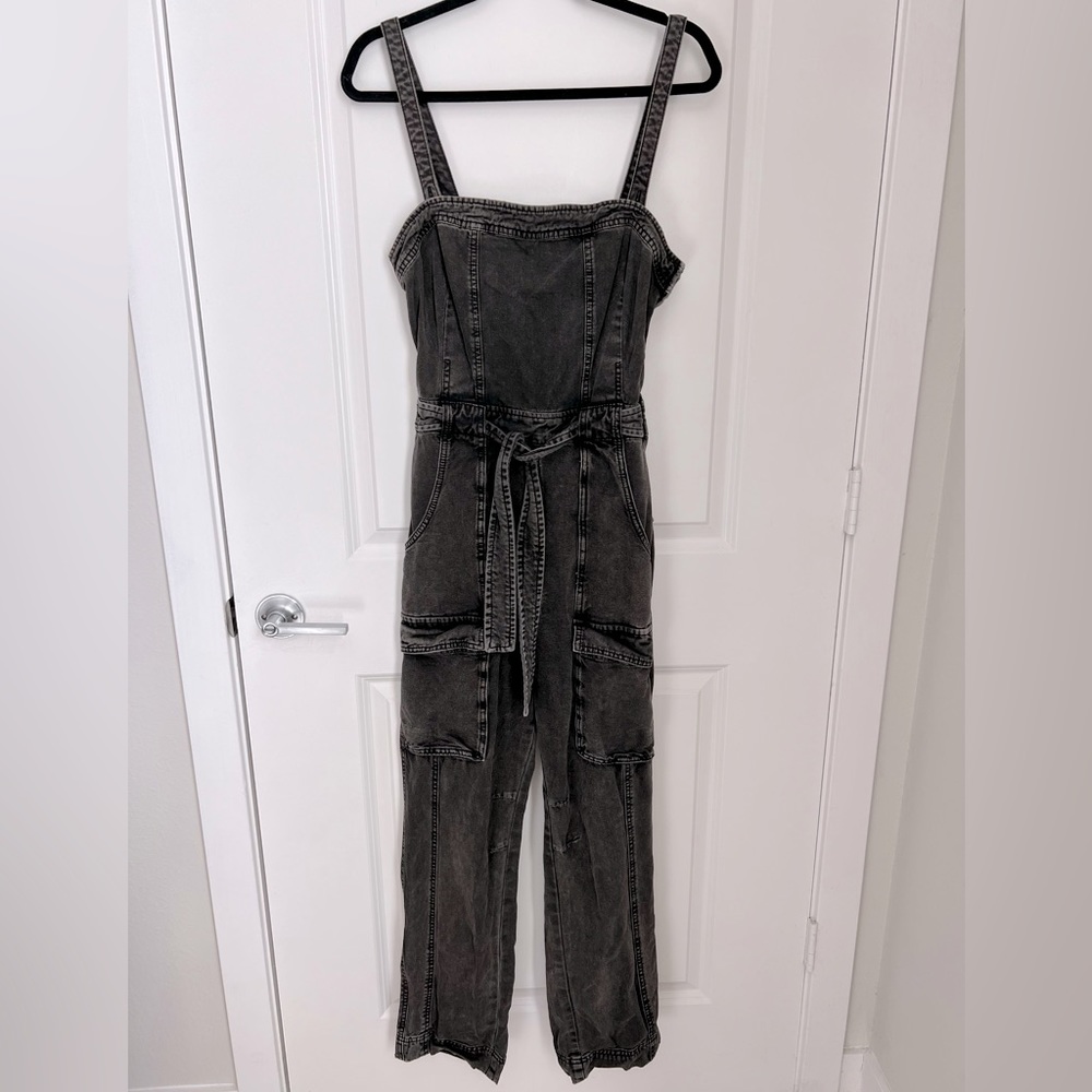 Free People Black Denim Overalls Sz M